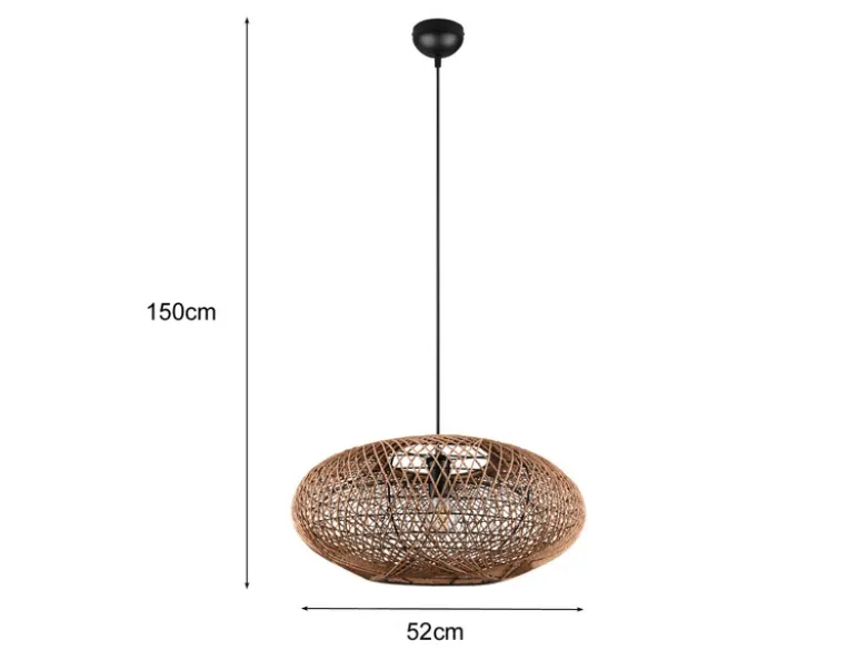 Große LED Pendelleuchte 1-flammig Korbgeflecht aus Sisal, Ø 52cm