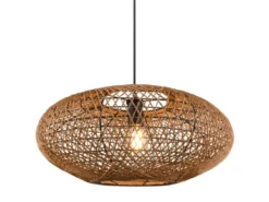Große LED Pendelleuchte 1-flammig Korbgeflecht aus Sisal, Ø 52cm