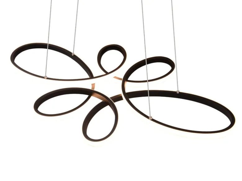 Große LED Pendelleuchte FLY geschwungen Schwarz, Breite 83cm