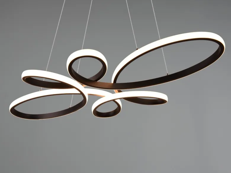 Große LED Pendelleuchte FLY geschwungen Schwarz, Breite 83cm