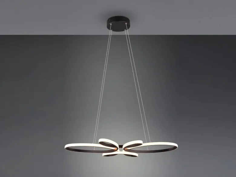 Große LED Pendelleuchte FLY geschwungen Schwarz, Breite 83cm