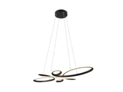 Große LED Pendelleuchte FLY geschwungen Schwarz, Breite 83cm