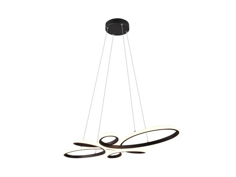Große LED Pendelleuchte FLY geschwungen Schwarz, Breite 83cm