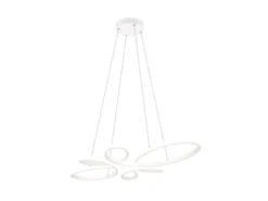 Große LED Pendelleuchte FLY geschwungen Weiß, Breite 83cm
