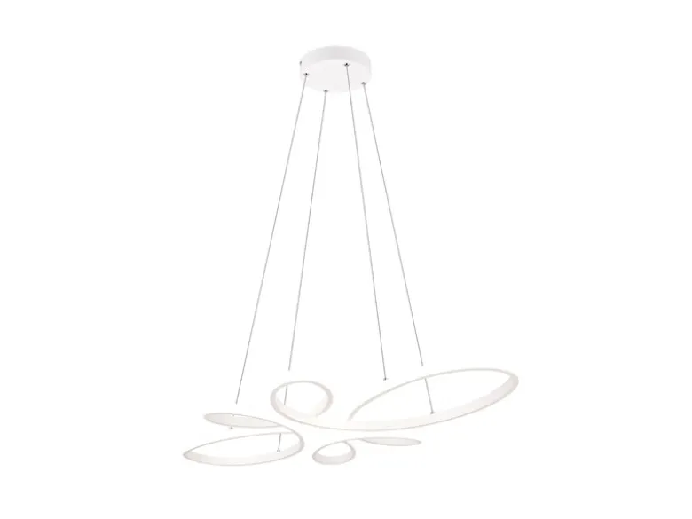 Große LED Pendelleuchte FLY geschwungen Weiß, Breite 83cm