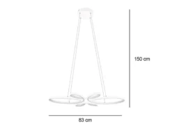 Große LED Pendelleuchte FLY geschwungen Weiß, Breite 83cm