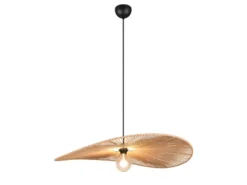 Große LED Pendelleuchte geflochten aus Papiergarn, Lampenschirm Ø 78cm