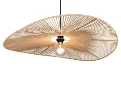 Große LED Pendelleuchte geflochten aus Papiergarn, Lampenschirm Ø 78cm