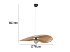 Große LED Pendelleuchte geflochten aus Papiergarn, Lampenschirm Ø 78cm