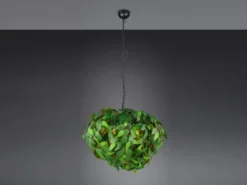 Große LED Pendelleuchte mit Blätter Lampenschirm in Grün, Ø 70cm
