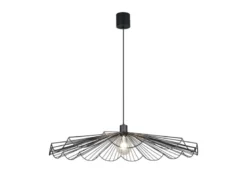 Große LED Pendelleuchte mit gefächertem Metall Gitterschirm Ø 80cm
