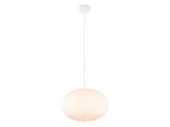 Große LED Pendelleuchte mit Kugel Lampenschirm aus Plüsch, Ø 50cm