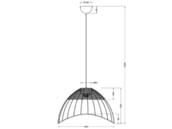 Große LED Pendelleuchte mit Lampenschirm aus Rattan & Draht, Ø 48cm