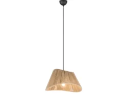 Große LED Pendelleuchte mit Lampenschirm geflochten aus Jute Natur, Ø 52cm