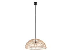 Große LED Pendelleuchte mit Makramee Lampenschirm aus Papiergarn, Ø 60cm
