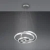 Große LED Pendelleuchte NURIA dimmbar geschwungen Silber, Ø 60cm