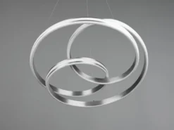 Große LED Pendelleuchte NURIA dimmbar geschwungen Silber, Ø 60cm