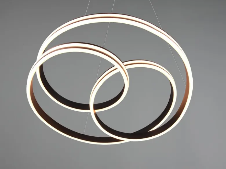Große LED Pendelleuchte NURIA dimmbar geschwungen Schwarz, Ø 60cm