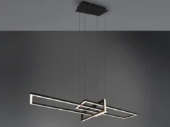 Große LED Pendelleuchte SALINAS lang mit Switch Dimmer Schwarz, Breite 110cm