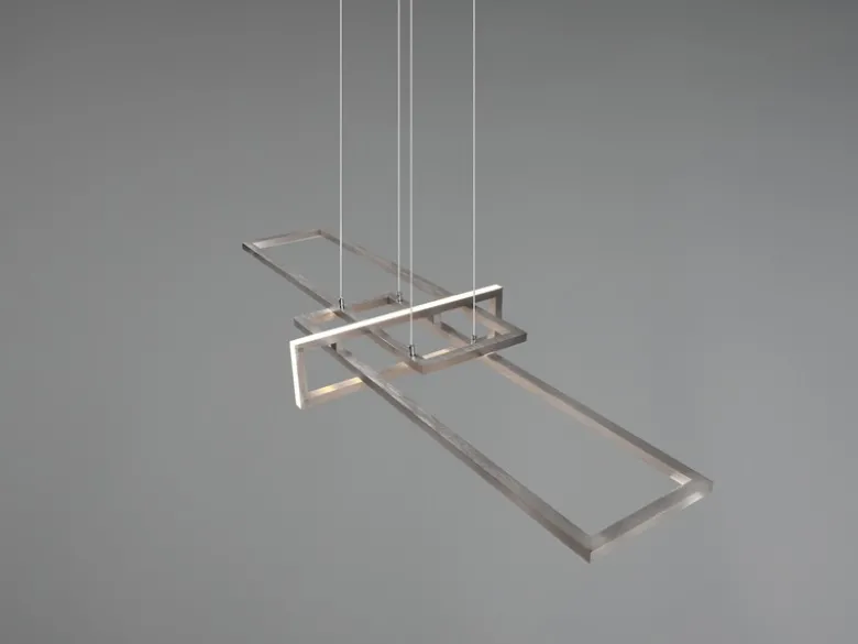 Große LED Pendelleuchte SALINAS lang mit Switch Dimmer Silber, Breite 110cm