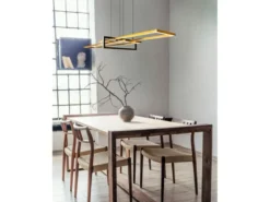 Große LED Pendelleuchte SALINAS lang mit Switch Dimmer Weiß, Breite 110cm