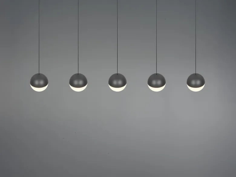 Große LED Pendelleuchte SENTA 5-flammig höhenverstellbar, Breite 114cm