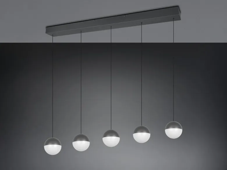 Große LED Pendelleuchte SENTA 5-flammig höhenverstellbar, Breite 114cm
