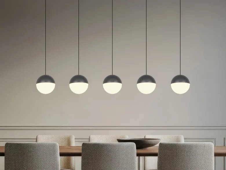 Große LED Pendelleuchte SENTA 5-flammig höhenverstellbar, Breite 114cm