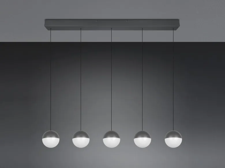 Große LED Pendelleuchte SENTA 5-flammig höhenverstellbar, Breite 114cm