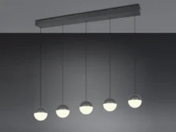 Große LED Pendelleuchte SENTA 5-flammig höhenverstellbar, Breite 114cm
