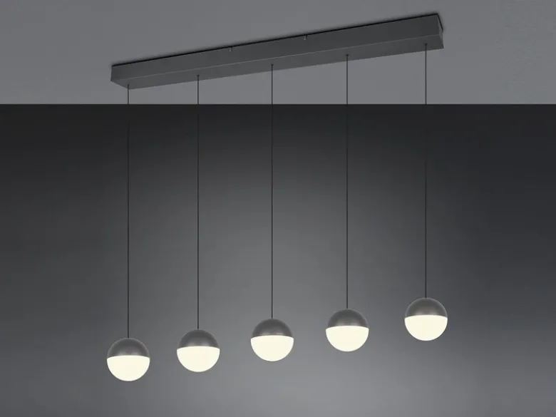 Große LED Pendelleuchte SENTA 5-flammig höhenverstellbar, Breite 114cm