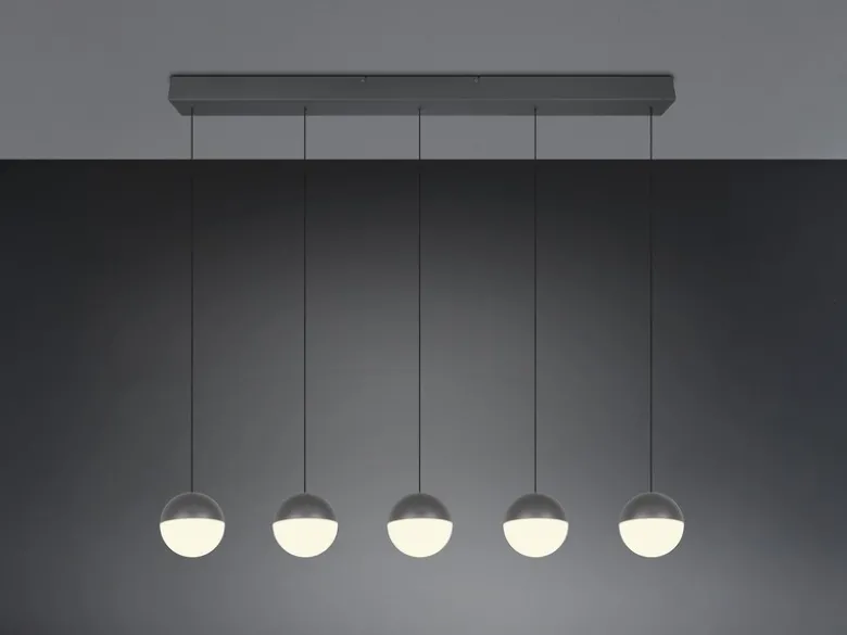 Große LED Pendelleuchte SENTA 5-flammig höhenverstellbar, Breite 114cm