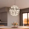 Große LED Pendelleuchte VIRINA Silber Kugellampe aus K9 Kristallen, Ø 45cm