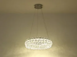 Große LED Ring Pendelleuchte DIANN mit Glaskristallen in Blütenoptik, Ø 60cm