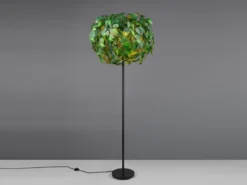 Große LED Stehleuchte mit Blätter Lampenschirm Grün, Höhe 180cm