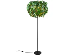 Große LED Stehleuchte mit Blätter Lampenschirm Grün, Höhe 180cm