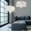 Große LED Stehleuchte mit Blätter Lampenschirm Weiß, Höhe 180cm