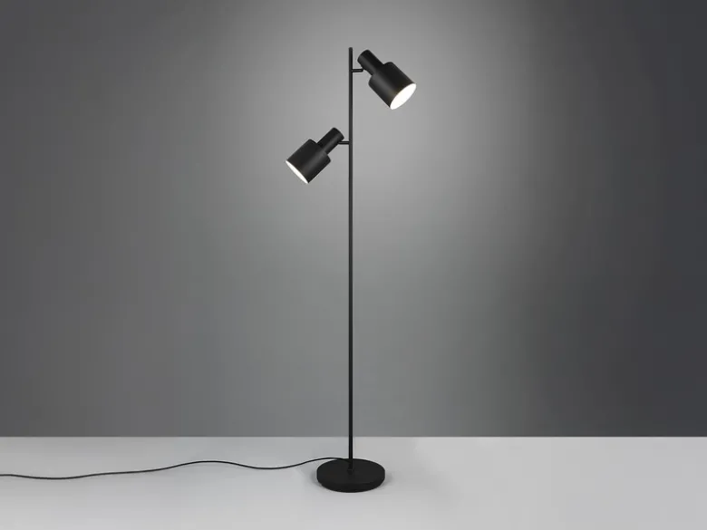 Große LED Stehleuchte mit 2 schwenkbaren Spots Schwarz, Höhe 161cm
