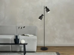 Große LED Stehleuchte mit 2 schwenkbaren Spots Schwarz, Höhe 161cm
