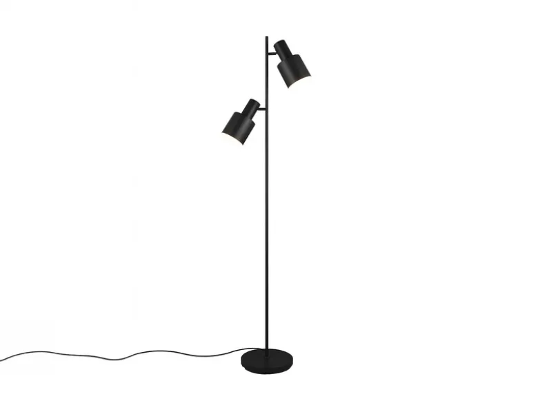 Große LED Stehleuchte mit 2 schwenkbaren Spots Schwarz, Höhe 161cm