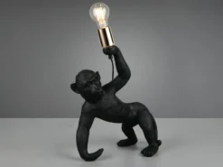 Große LED Tischleuchte ausgefallene Affenlampe Schwarz, Höhe 42cm