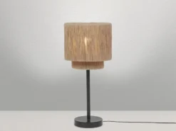 Große LED Tischleuchte aus Jute Natur im Boho Stil, Höhe 45cm