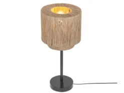 Große LED Tischleuchte aus Jute Natur im Boho Stil, Höhe 45cm