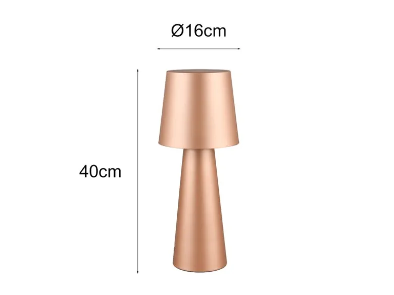 Große LED Tischleuchte aus Metall Coffeefarbig, Höhe 40cm