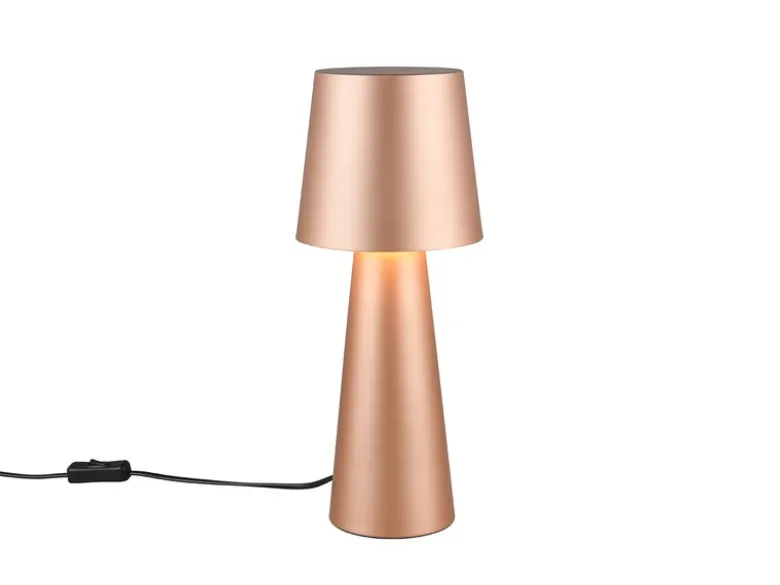 Große LED Tischleuchte aus Metall Coffeefarbig, Höhe 40cm