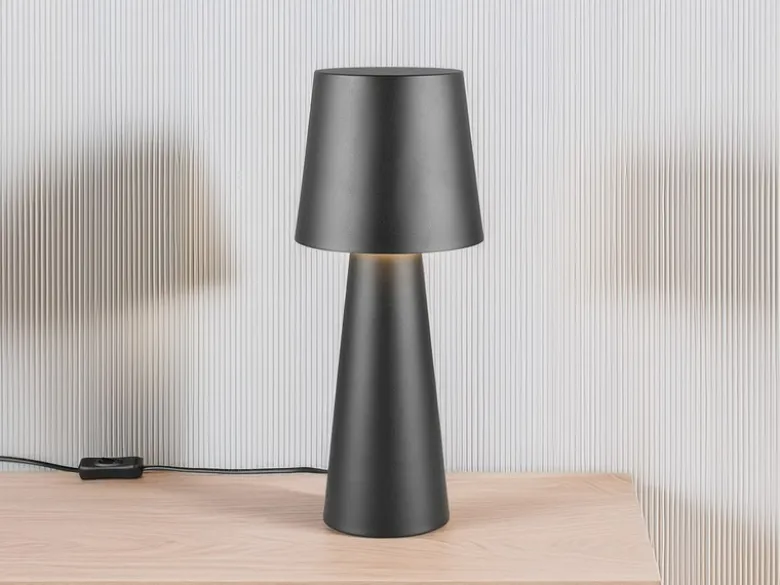 Große LED Tischleuchte aus Metall Schwarz, Höhe 40cm