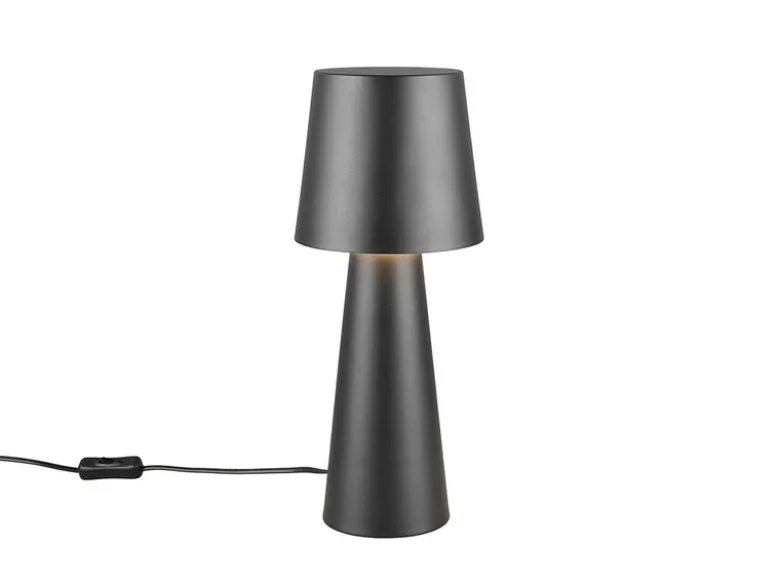 Große LED Tischleuchte aus Metall Schwarz, Höhe 40cm