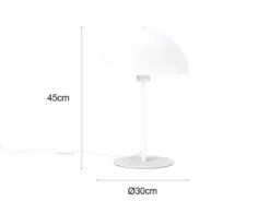 Große LED Tischleuchte aus Metall Weiß in Pilzform, Höhe 45cm