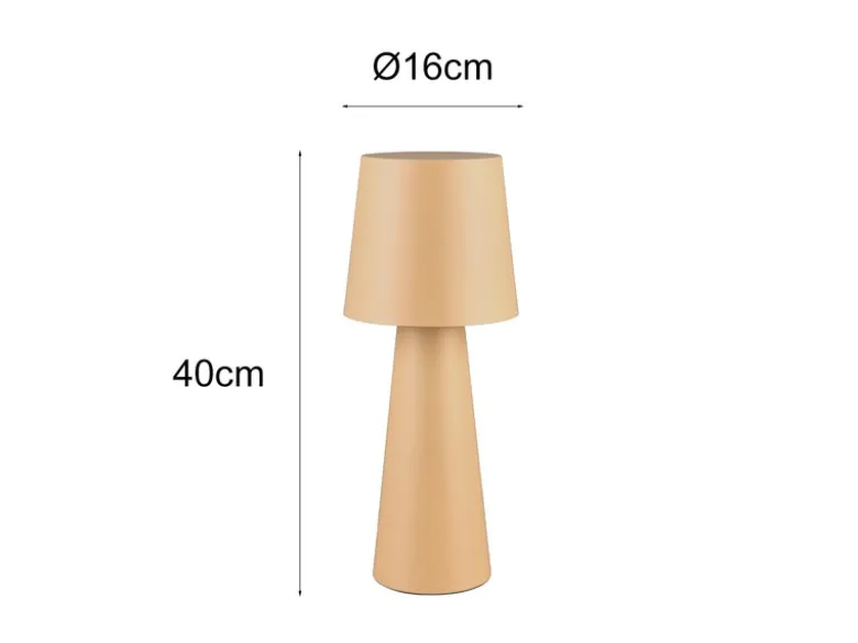 Große LED Tischleuchte aus Metall Beige, Höhe 40cm