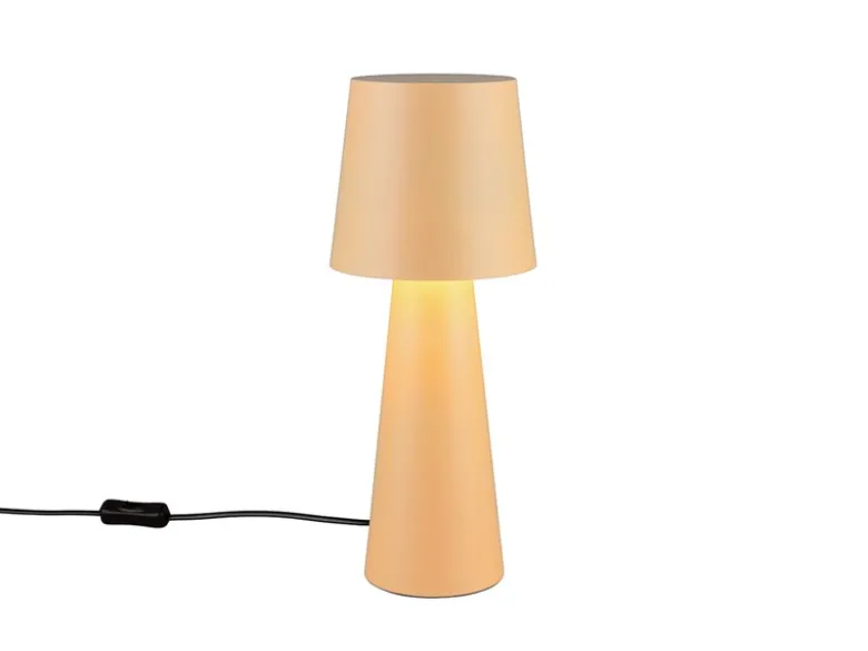 Große LED Tischleuchte aus Metall Beige, Höhe 40cm